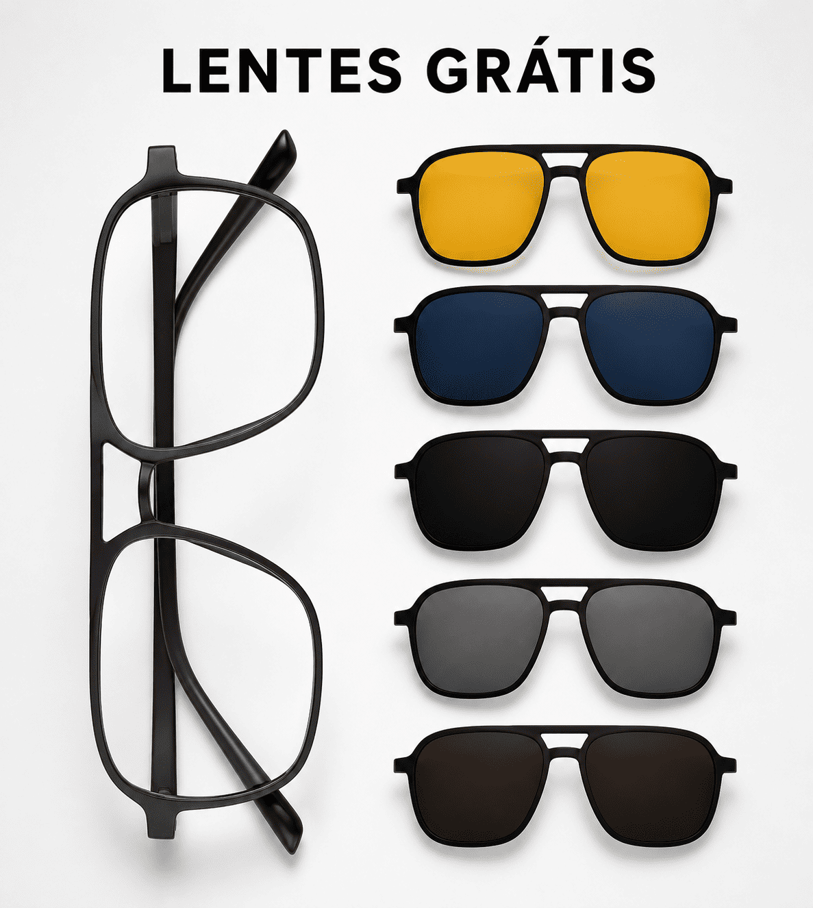 Óculos 6 em 1 - Lentes Magnéticas + ESTOJO DE BRINDE