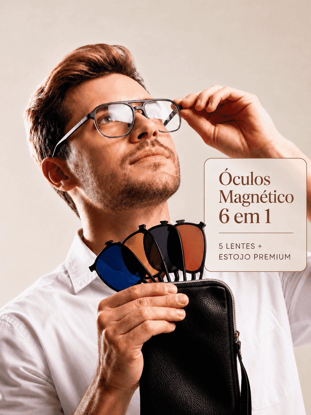 Óculos Magnético 6 em 1 + Estojo Premium
