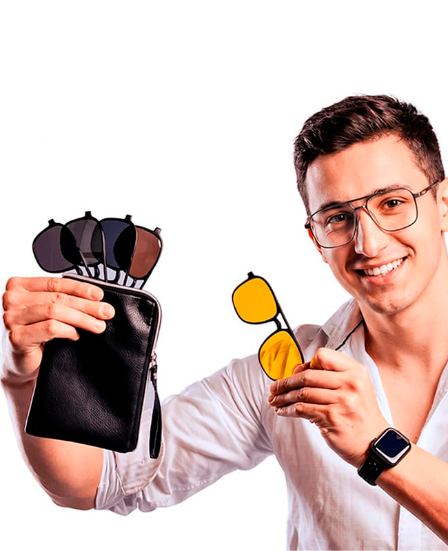 Óculos 6 em 1 - Lentes Magnéticas + ESTOJO DE BRINDE